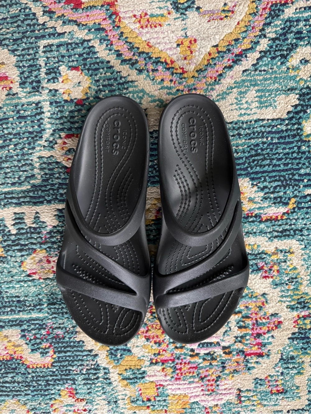 CROCS Womenโs Black Slip-On Sandals Size 7
